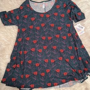 Lularoe small perfect t purple dark green coral